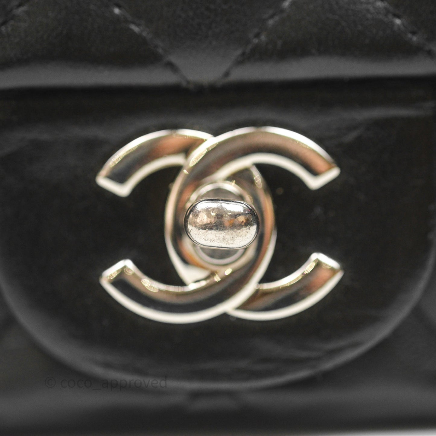 Chanel Mini Square Flap Quilted Black Lambskin Silver Hardware
