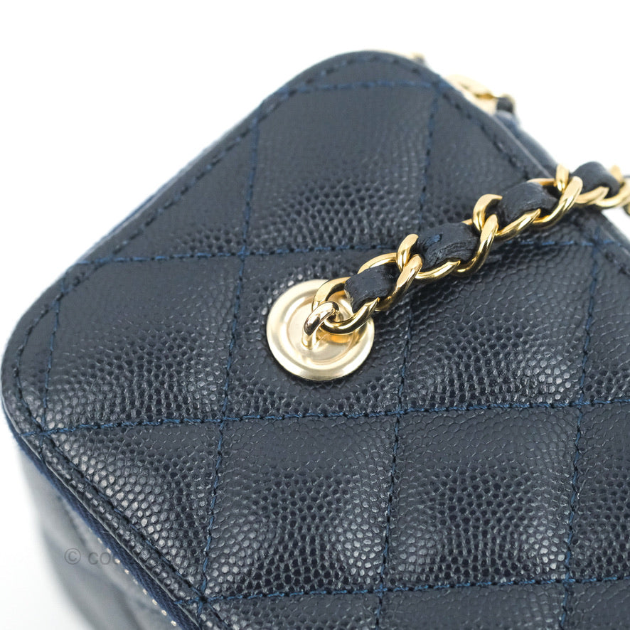 Chanel Vanity with Chain Navy Caviar Gold Hardware