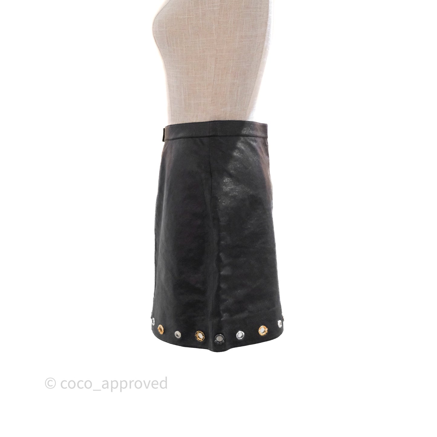 Chanel Leather Skirt Black Size 36