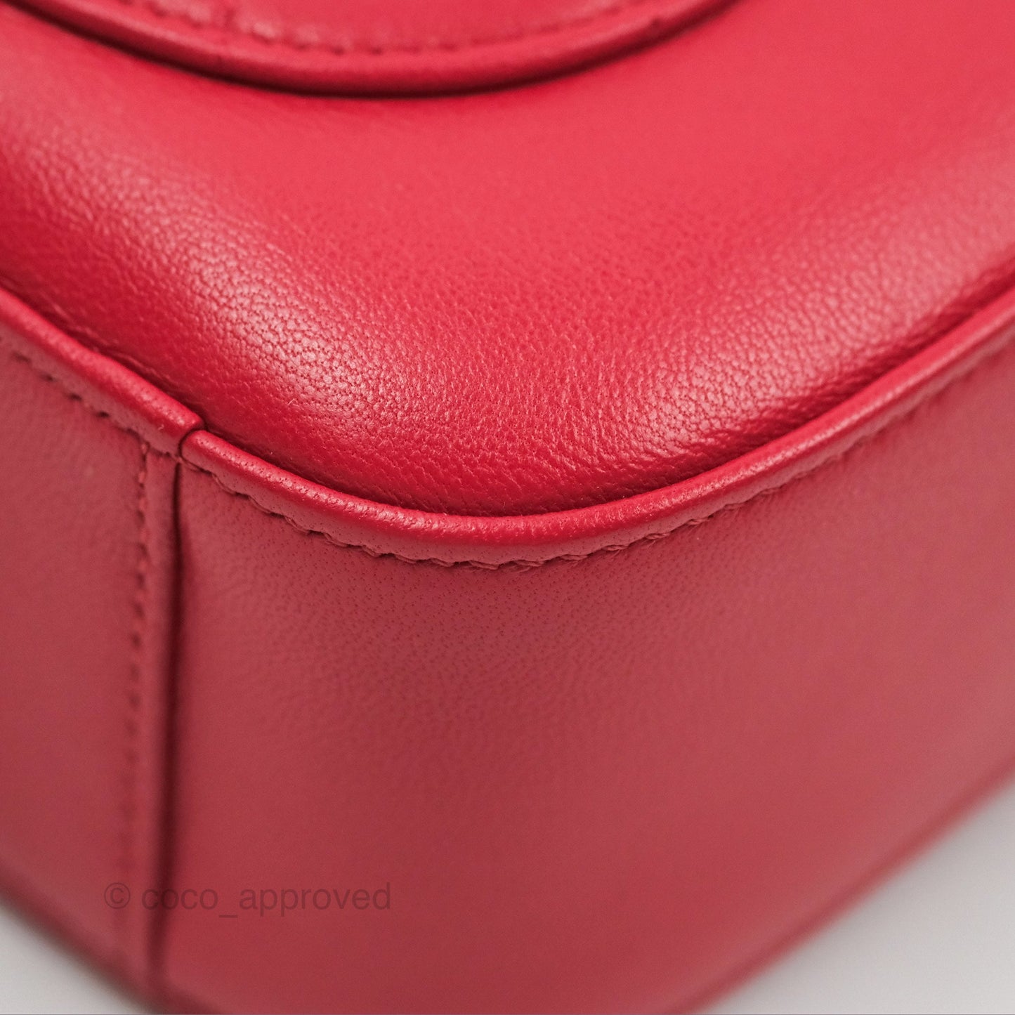 Chanel Chain Infinity Camera Case Red Goatskin Aged Gold Hardware