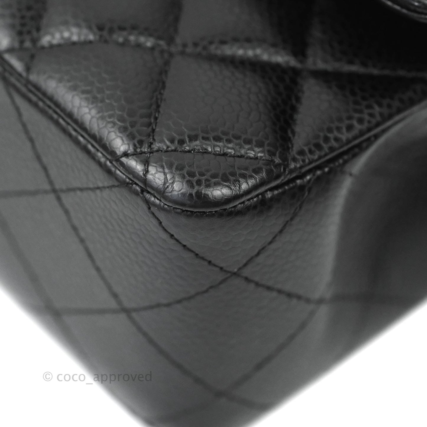 Chanel Quilted M/L Medium Double Flap Black Caviar Gold Hardware