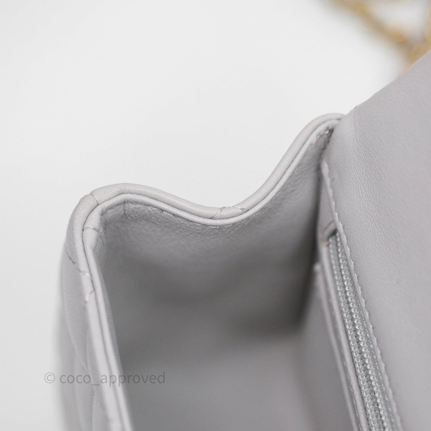 Chanel Top Handle Mini Rectangular Flap Bag Grey Lambskin Aged Gold Hardware
