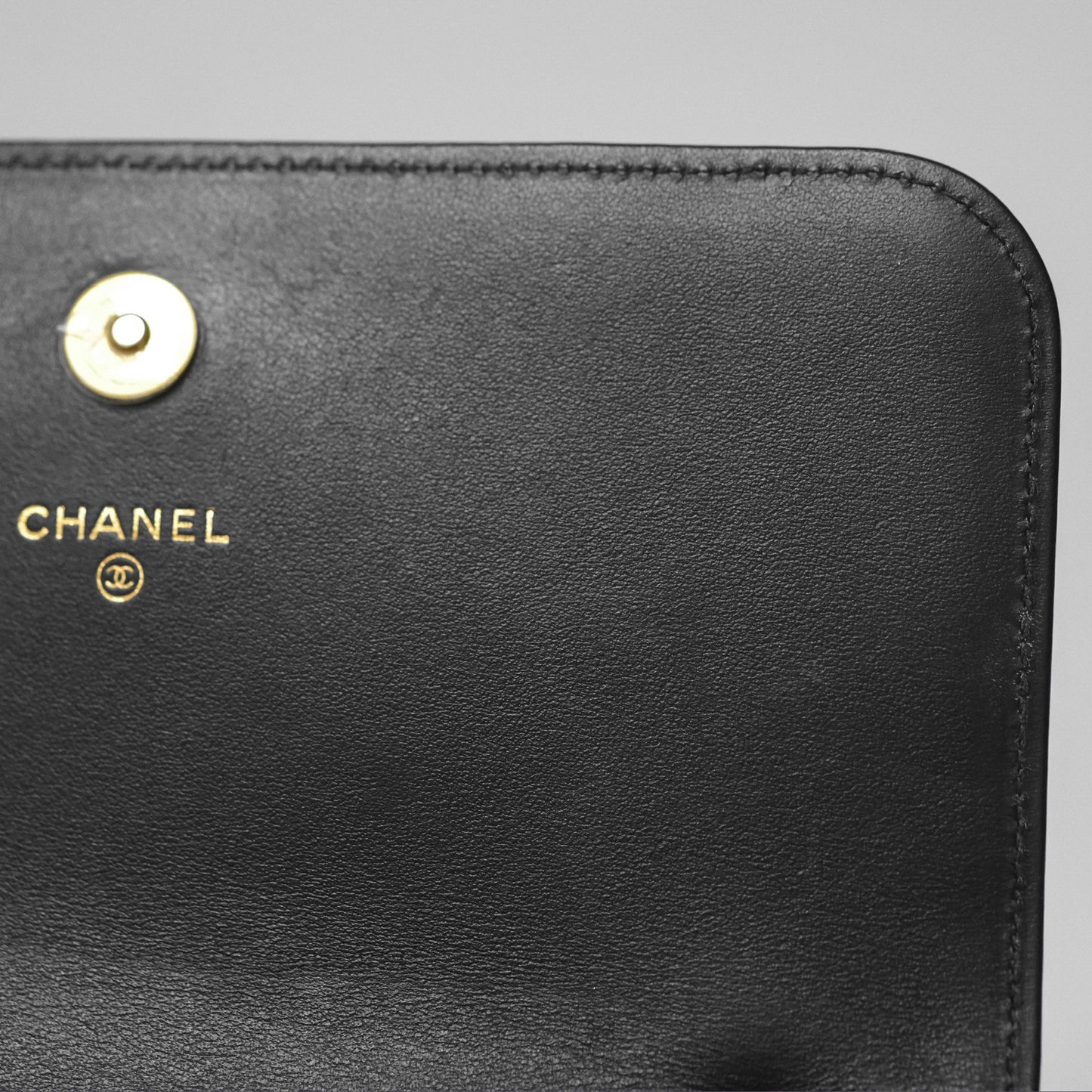Chanel Quilted Medallion Wallet on Chain WOC Black Glossy Lambskin Gold Hardware 22K