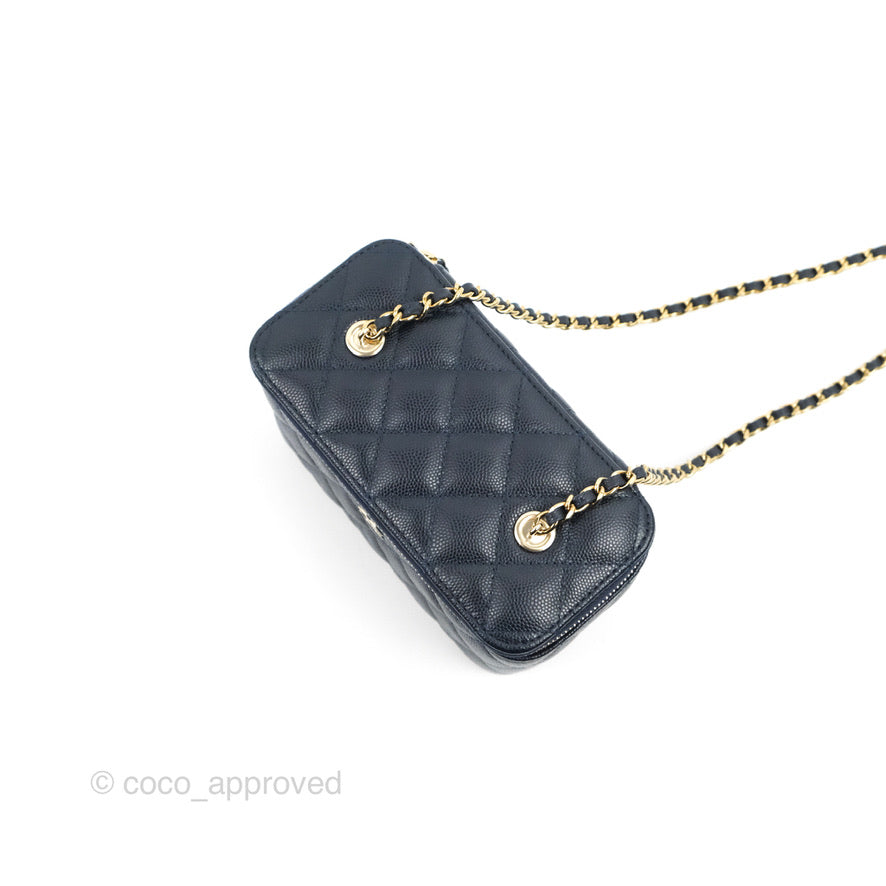 Chanel Vanity with Chain Navy Caviar Gold Hardware