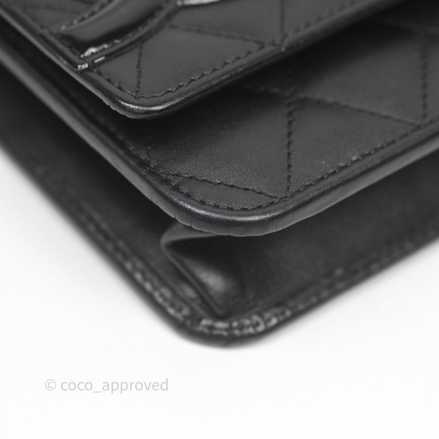 Chanel Quilted Cambon Wallet on Chain WOC Black Calfskin Silver Hardware