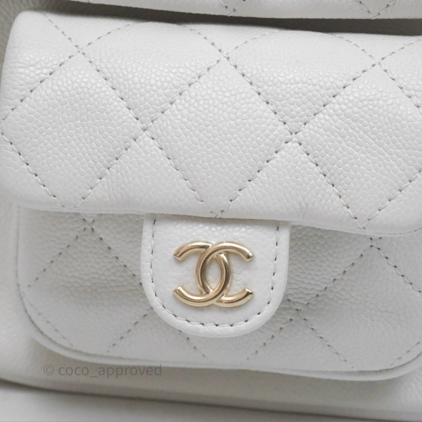 Chanel Small Duma Backpack White Caviar Gold Hardware