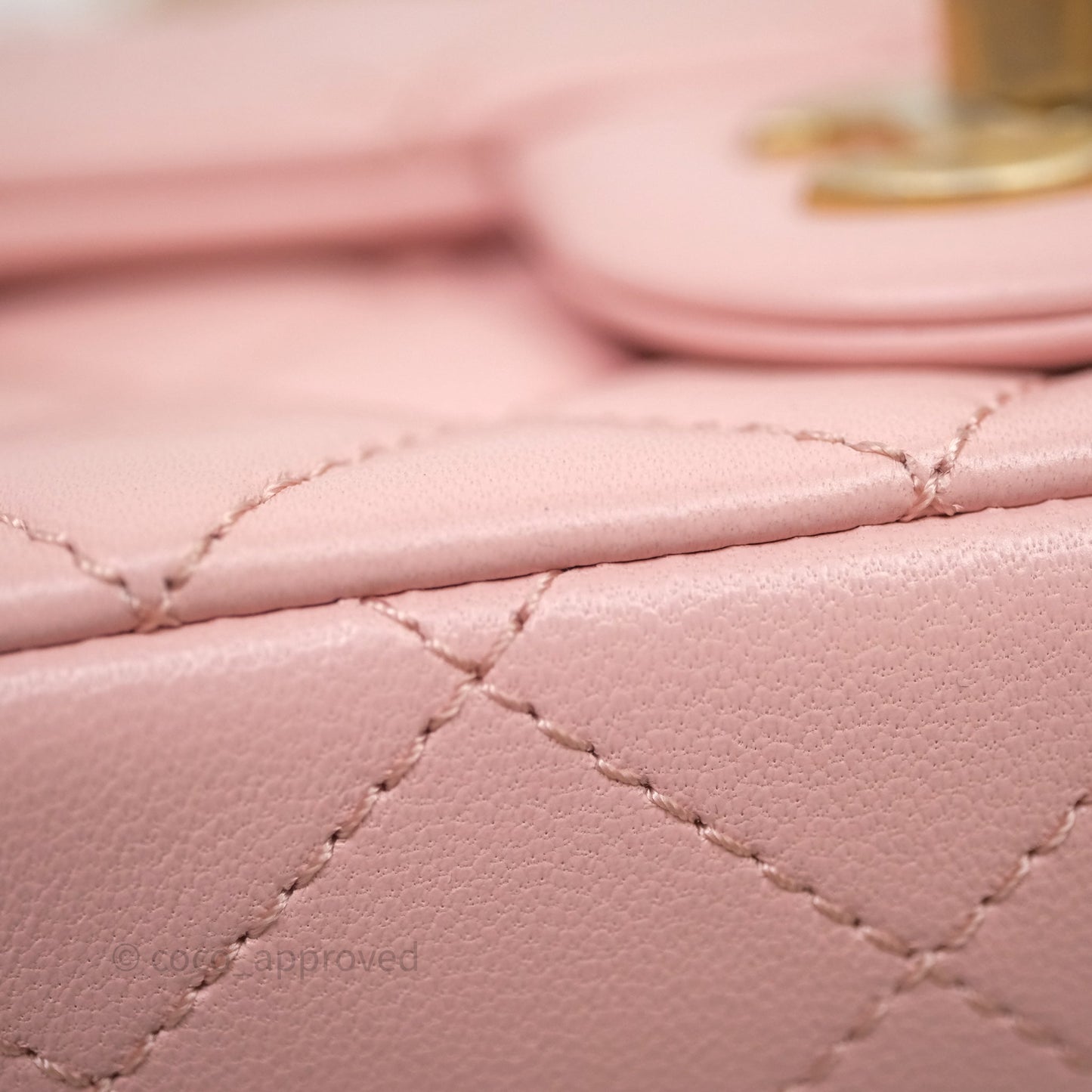 Chanel Quilted Mini Square Flap with Camellia Adjustable Chain Pink Clair Lambskin