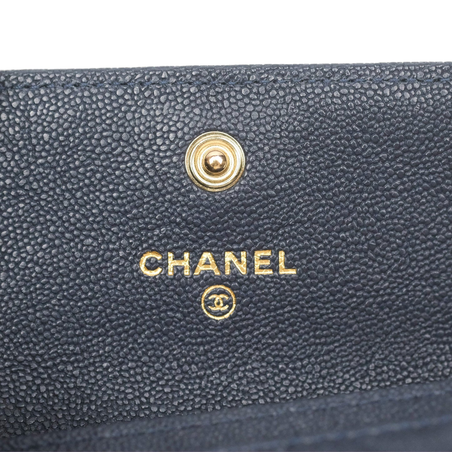 Chanel Quilted Boy Flap Card Holder Navy Caviar Gold Hardware