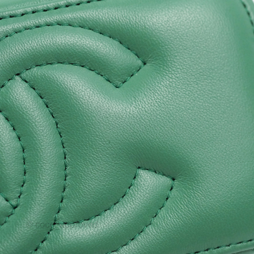 Chanel Vanity with Pearl Crush Chain Green Lambskin Aged Gold Hardware