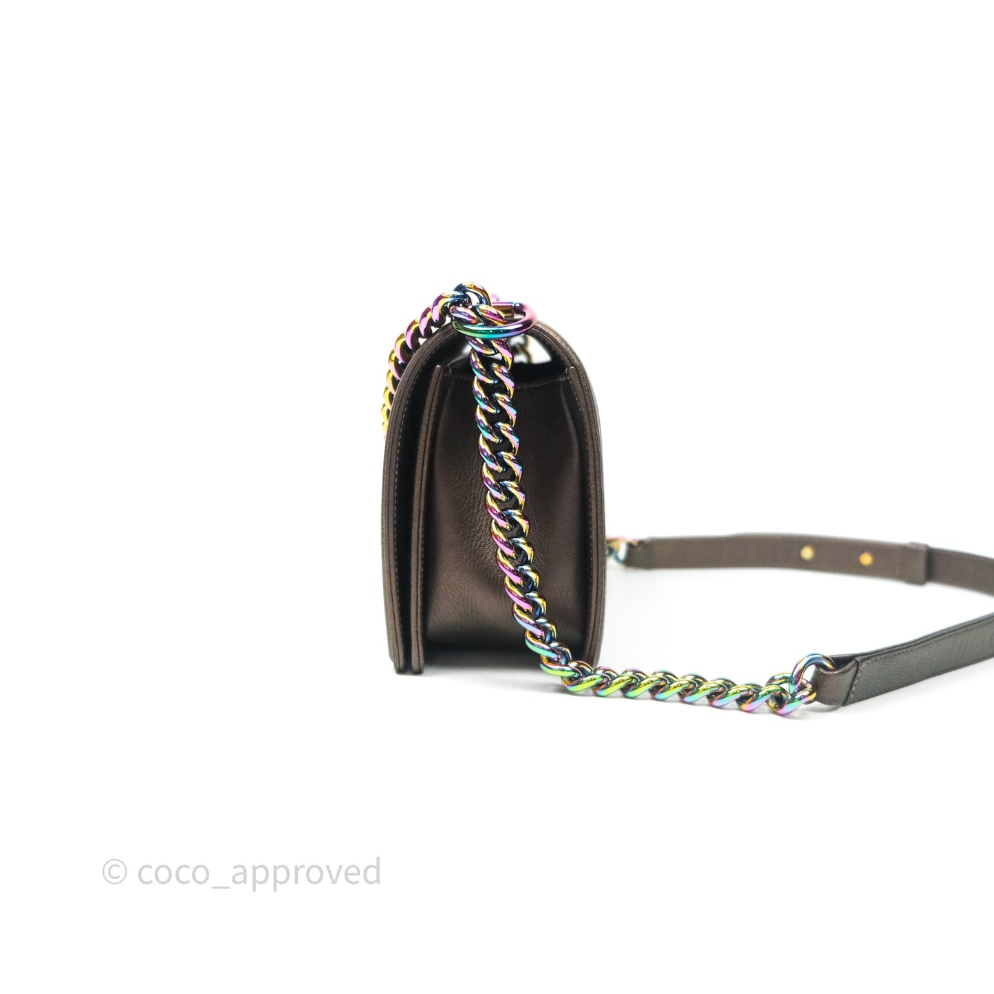 Chanel Quilted Medium Boy Iridescent Bronze Goatskin Rainbow Hardware