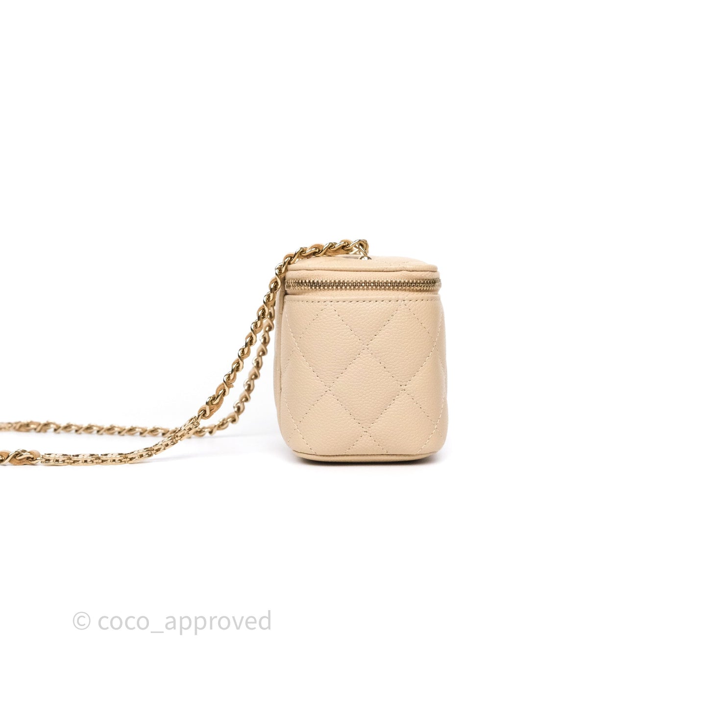 Chanel Mini Vanity With CC Chain Beige Caviar Gold Hardware