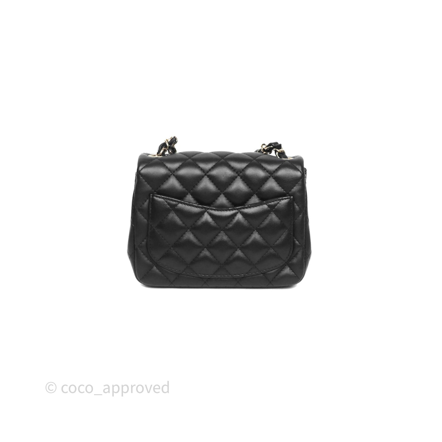 Chanel Mini Square Quilted Black Lambskin Gold Hardware
