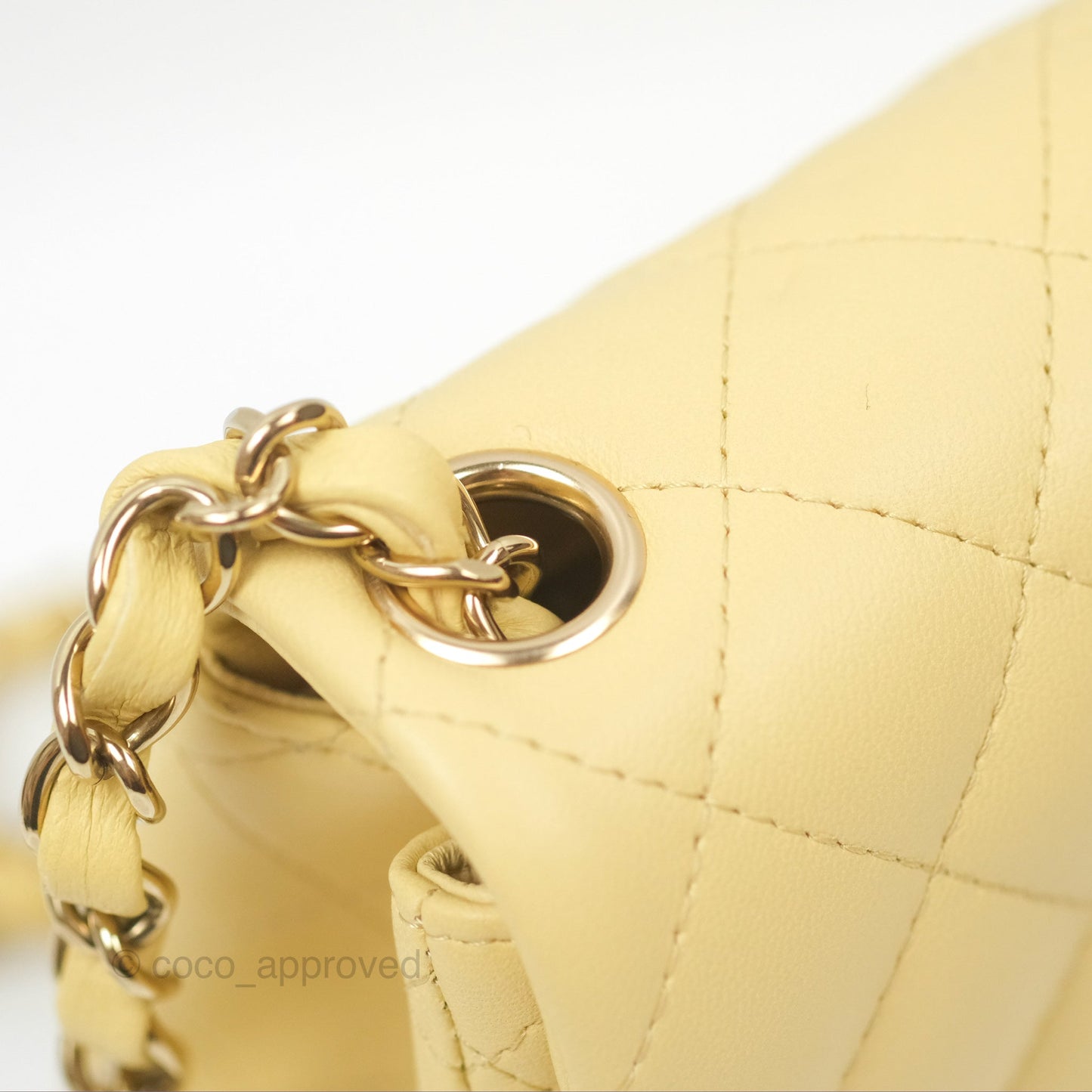 Chanel Mini Square Quilted Yellow Lambskin Gold Hardware