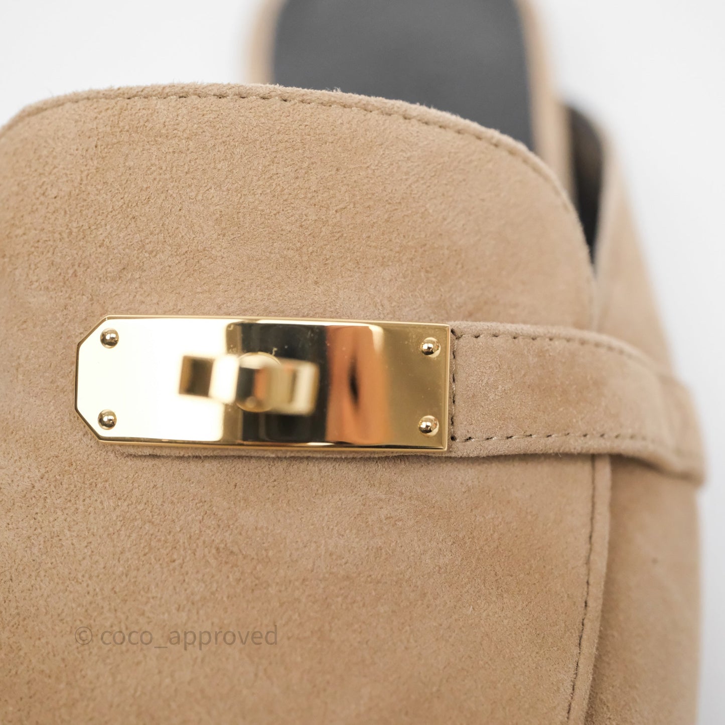 Hermès Oz Velvet Mules in Beige Sable Gold Hardware Size 37.5