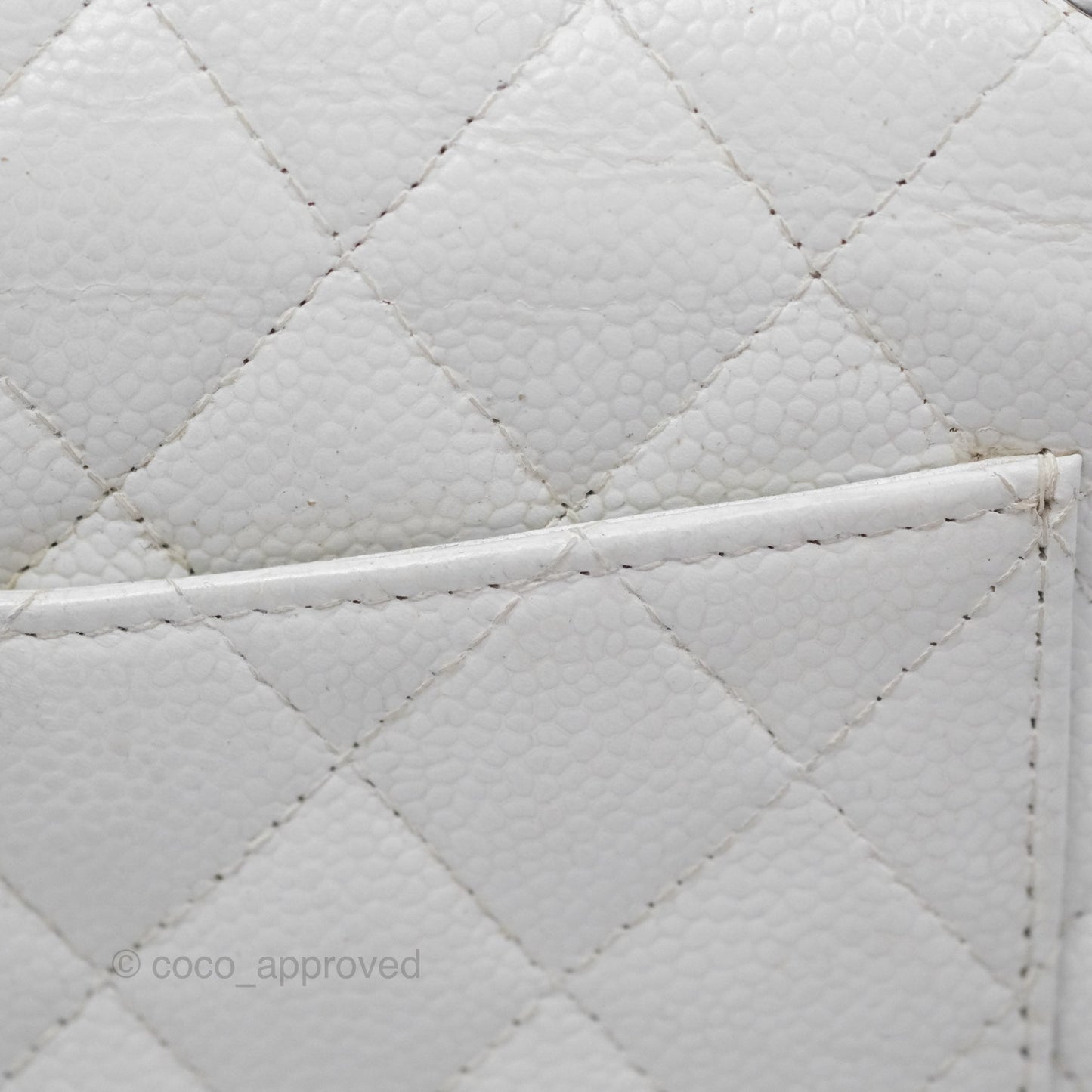 Chanel Classic M/L Medium Double Flap White Caviar Silver Hardware