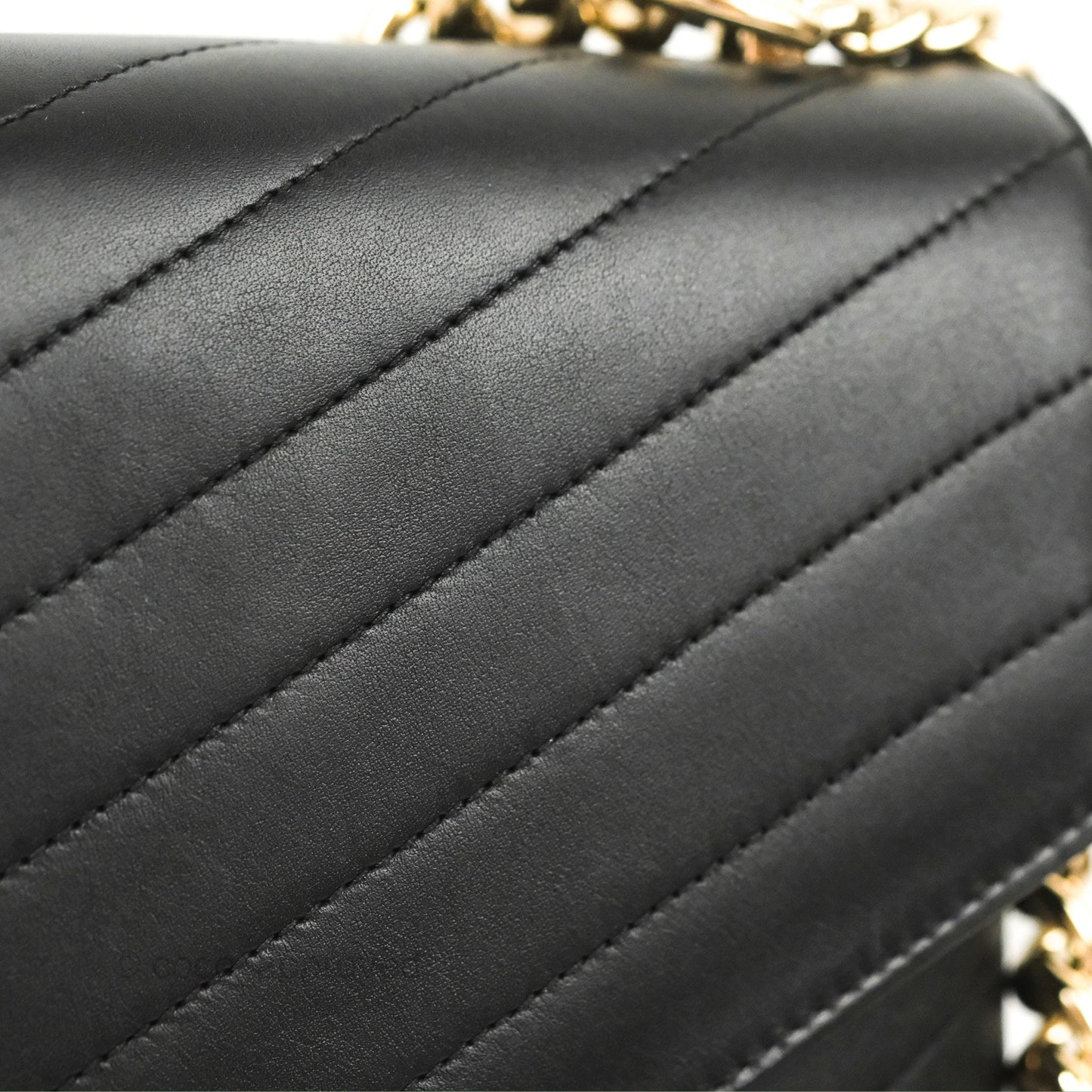 Chanel Chevron Stitched Coco Flap Bag Black Calfskin Gold Hardware