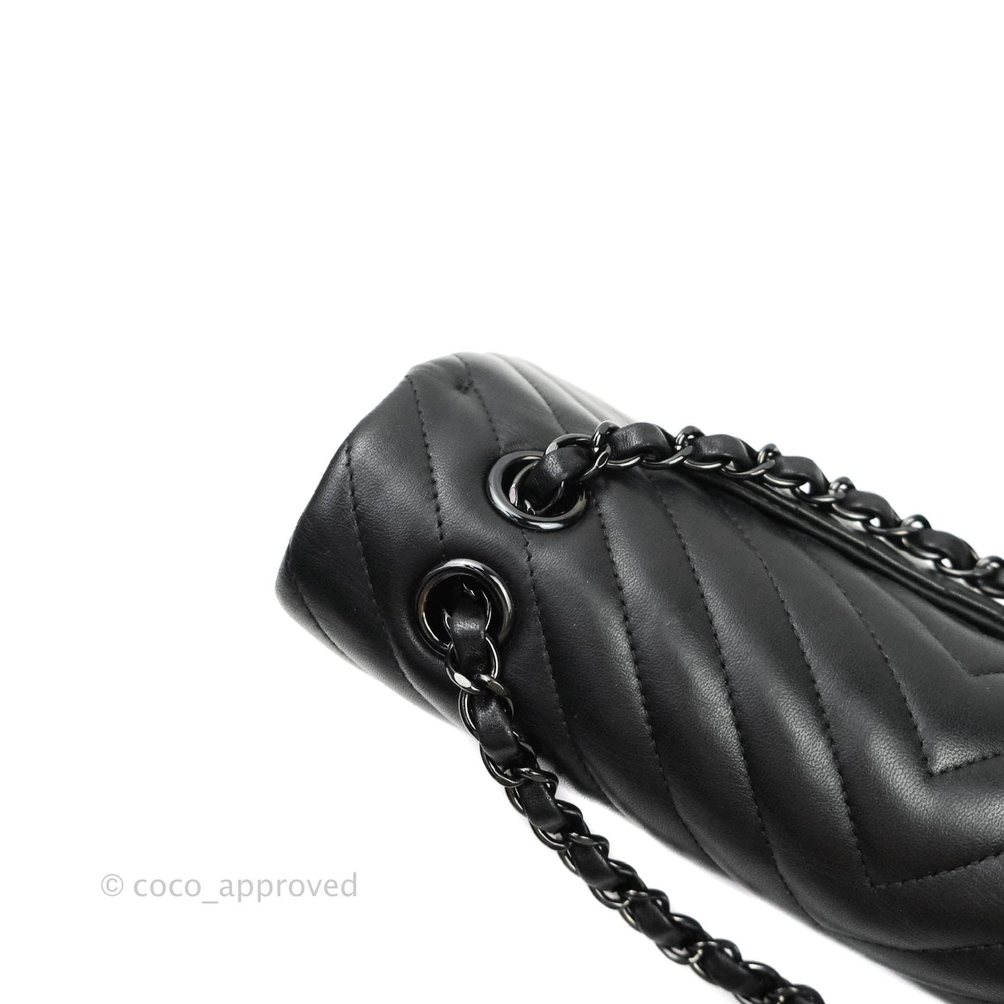 Chanel Classic Chevron M/L Medium Double Flap So Black Lambskin