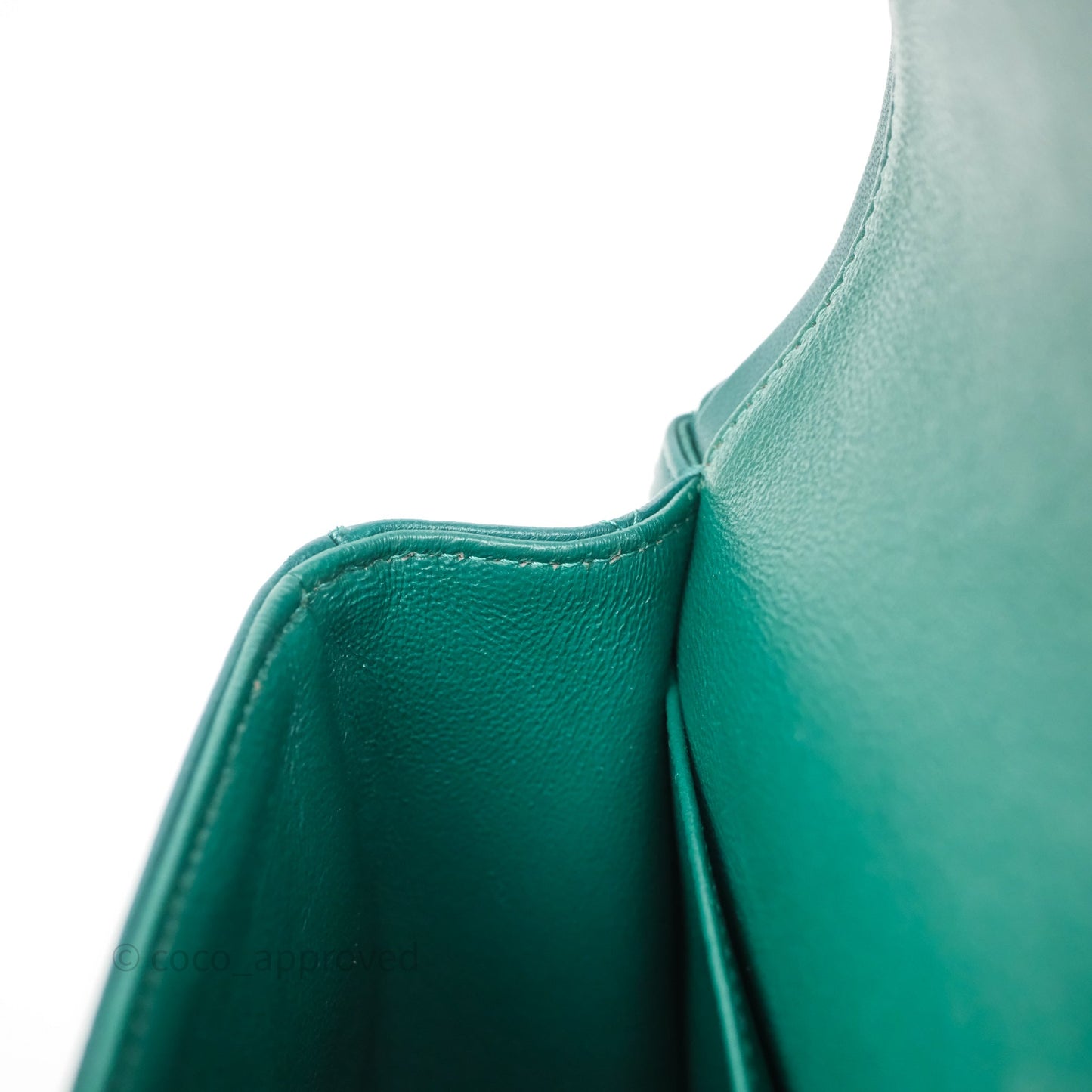 Chanel Medium Classic Flap Quilted Dark Green Lambskin Silver Hardware