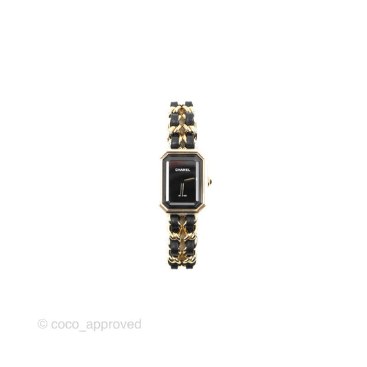 Chanel Première Watch Black Leather Gold Tone Size S