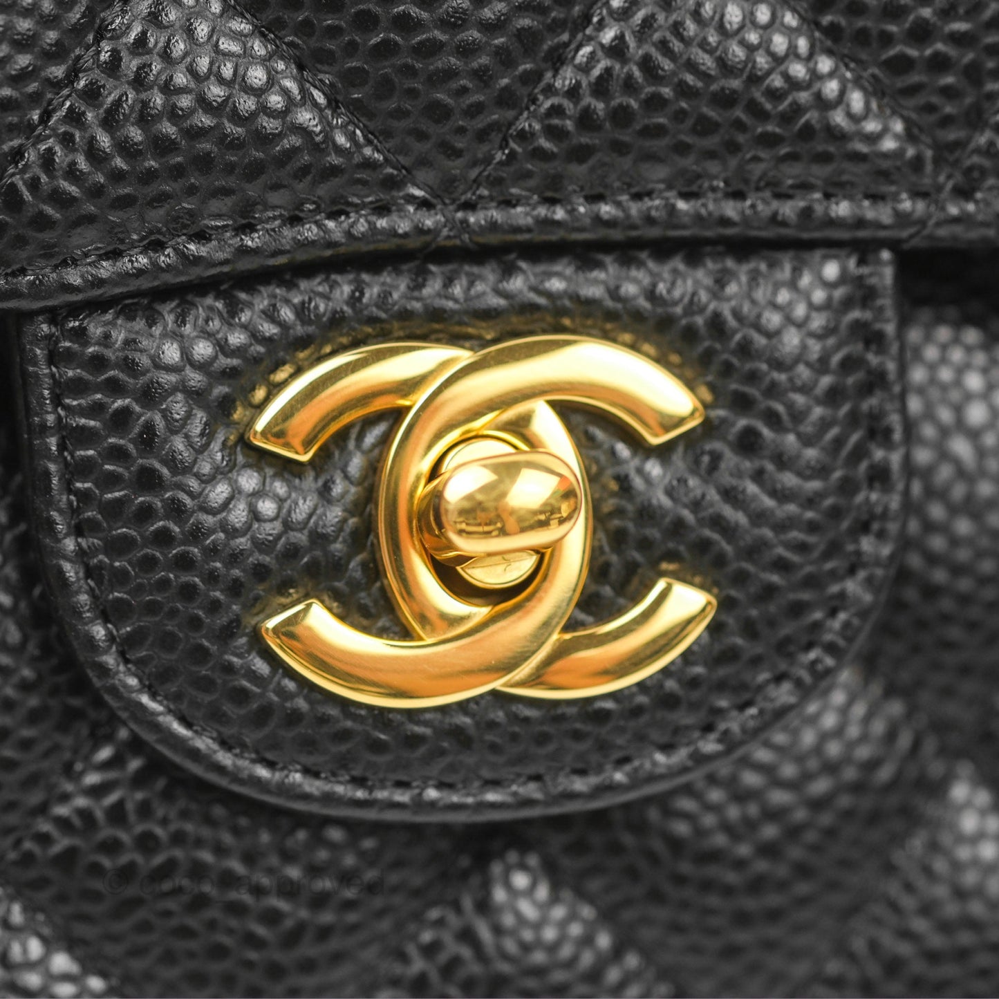 Chanel Classic M/L Medium Flap Quilted Black Caviar Gold Hardware
