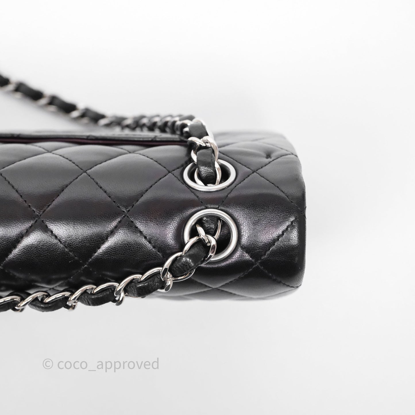 Chanel Small Classic Flap Quilted Black Lambskin Silver Hardware
