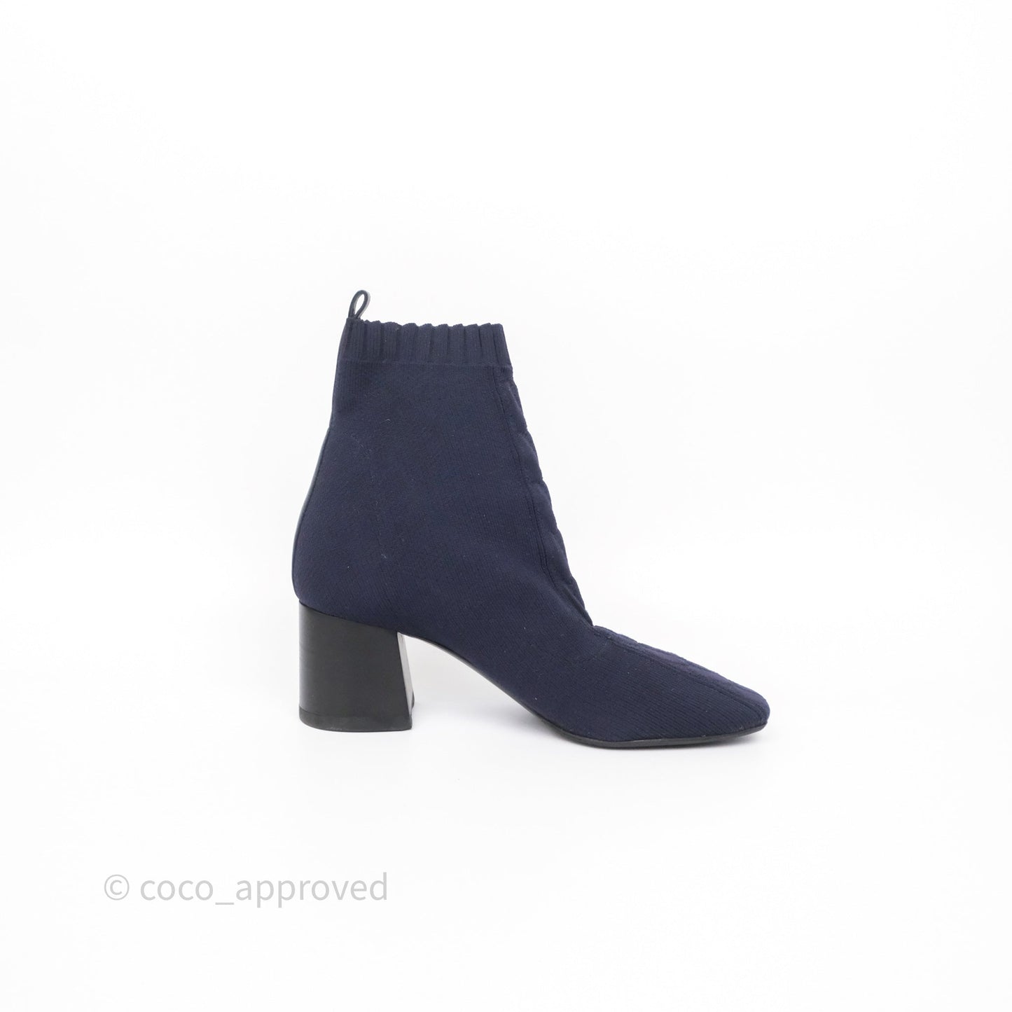 Hermes Knit Calfskin Volver 60 Ankle Boots Bleu Diplomatique Size 38