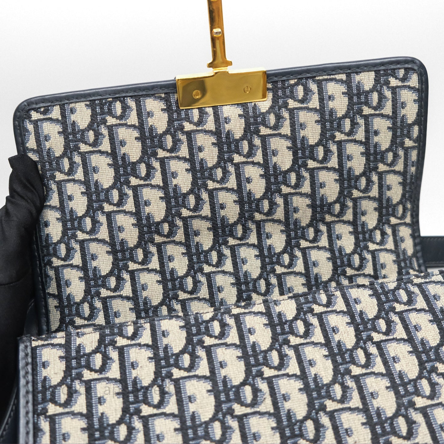 Christian Dior 30 Montaigne Bag Blue Dior Oblique Jacquard Gold Hardware