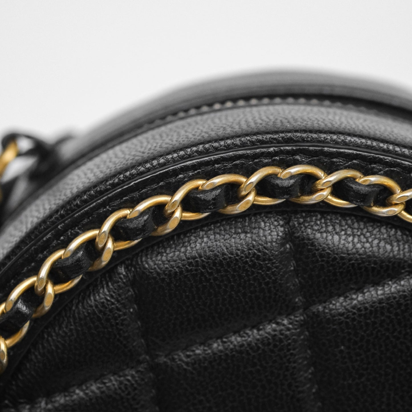 Chanel Chained Round Filigree Clutch With Chain Black Lambskin Gold Hardware