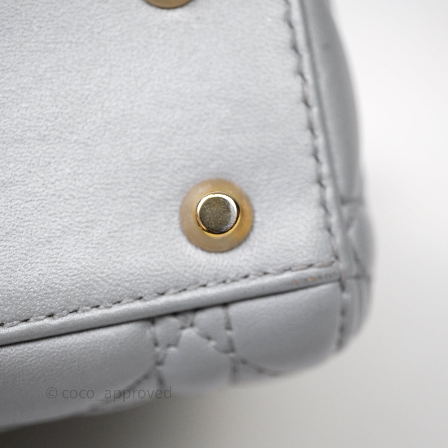 Christian Dior Mini Lady Dior Iridescent Grey Lambskin Cannage Gold Hardware