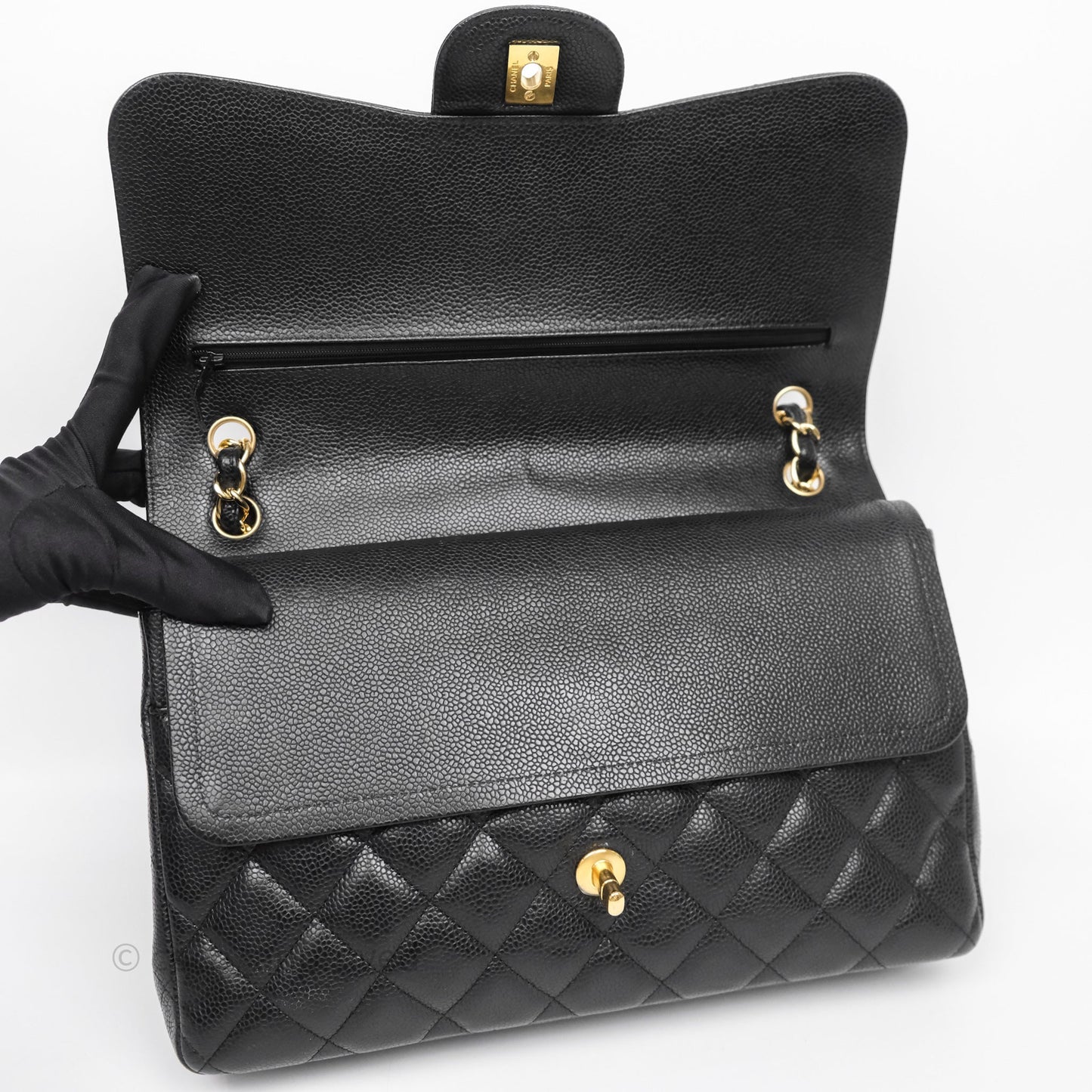 Chanel Jumbo Double Flap Black Caviar Gold Hardware⁣⁣