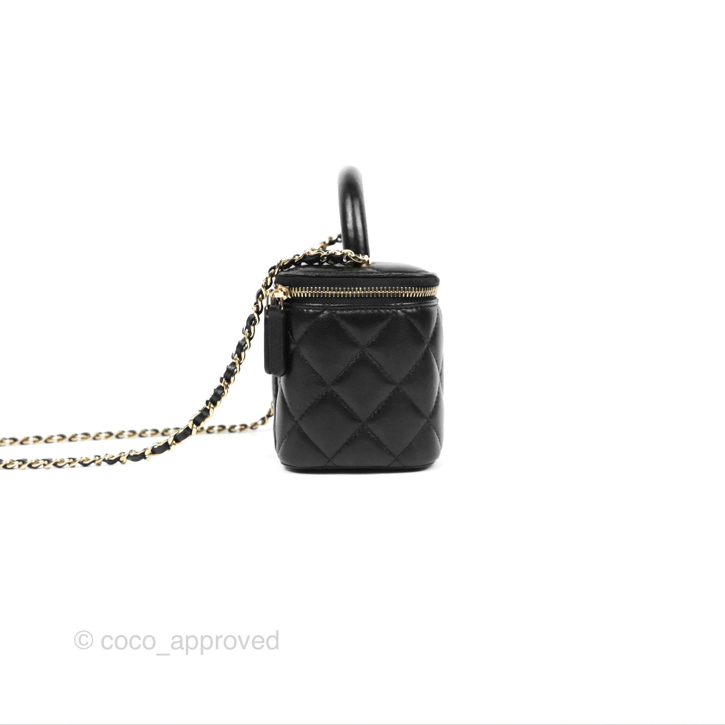 Chanel Vanity Rectangular Top Handle Black Lambskin Gold Hardware