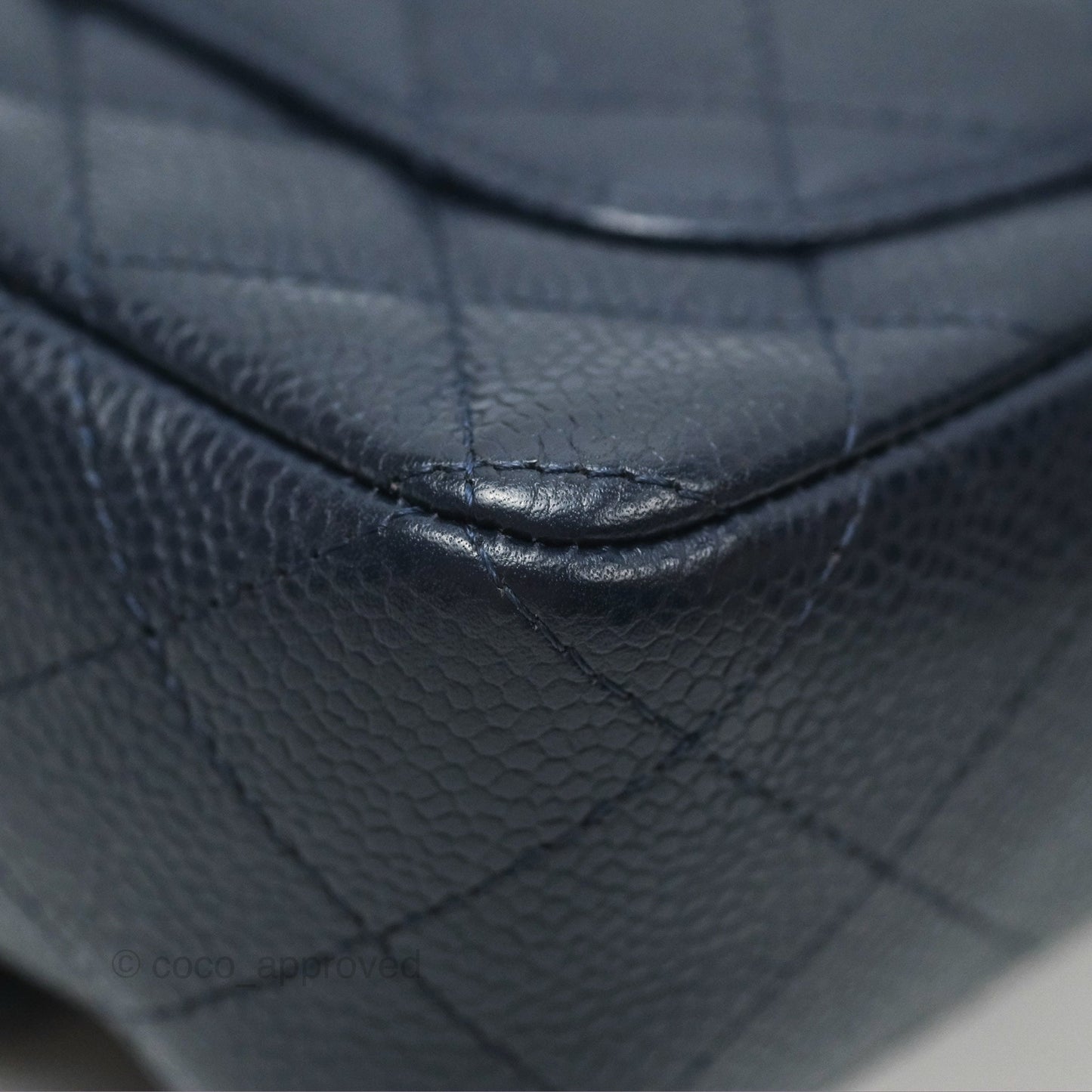 Chanel Quilted Mini Rectangular Flap Navy Caviar Silver Hardware