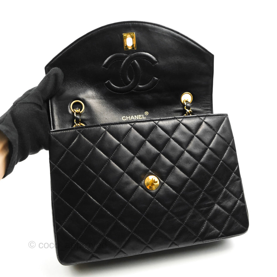 Chanel Vintage Round Flap Bag Quilted Lambskin Gold Hardware