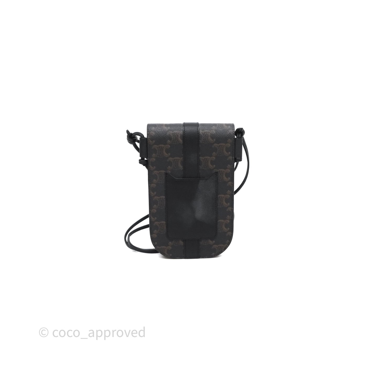 Celine Phone Pouch Black Triomphe Canvas