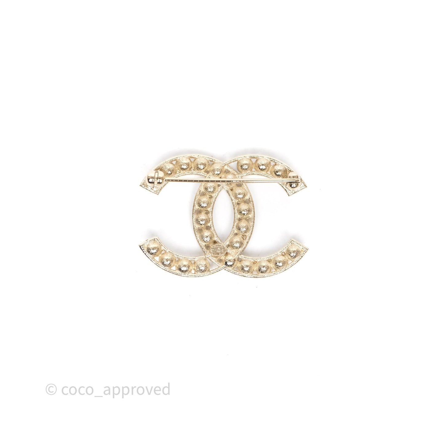 Chanel Crystal CC Brooch Gold Tone 19S