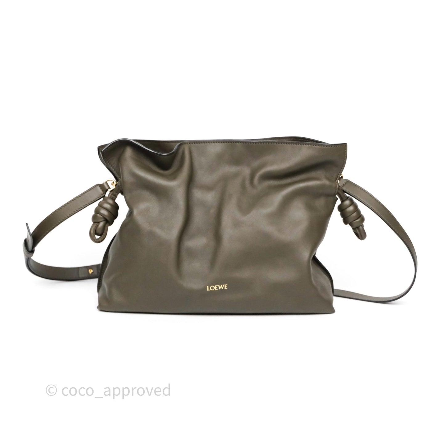 Loewe Flamenco Clutch Medium in Nappa Calfskin Dark Khaki Green