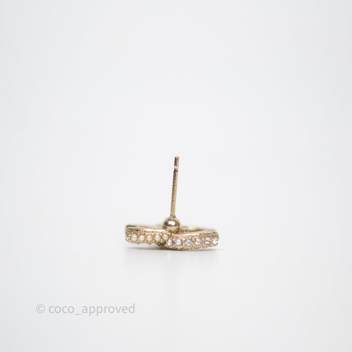 Chanel Crystal Pearl CC Earrings Gold Tone 22B