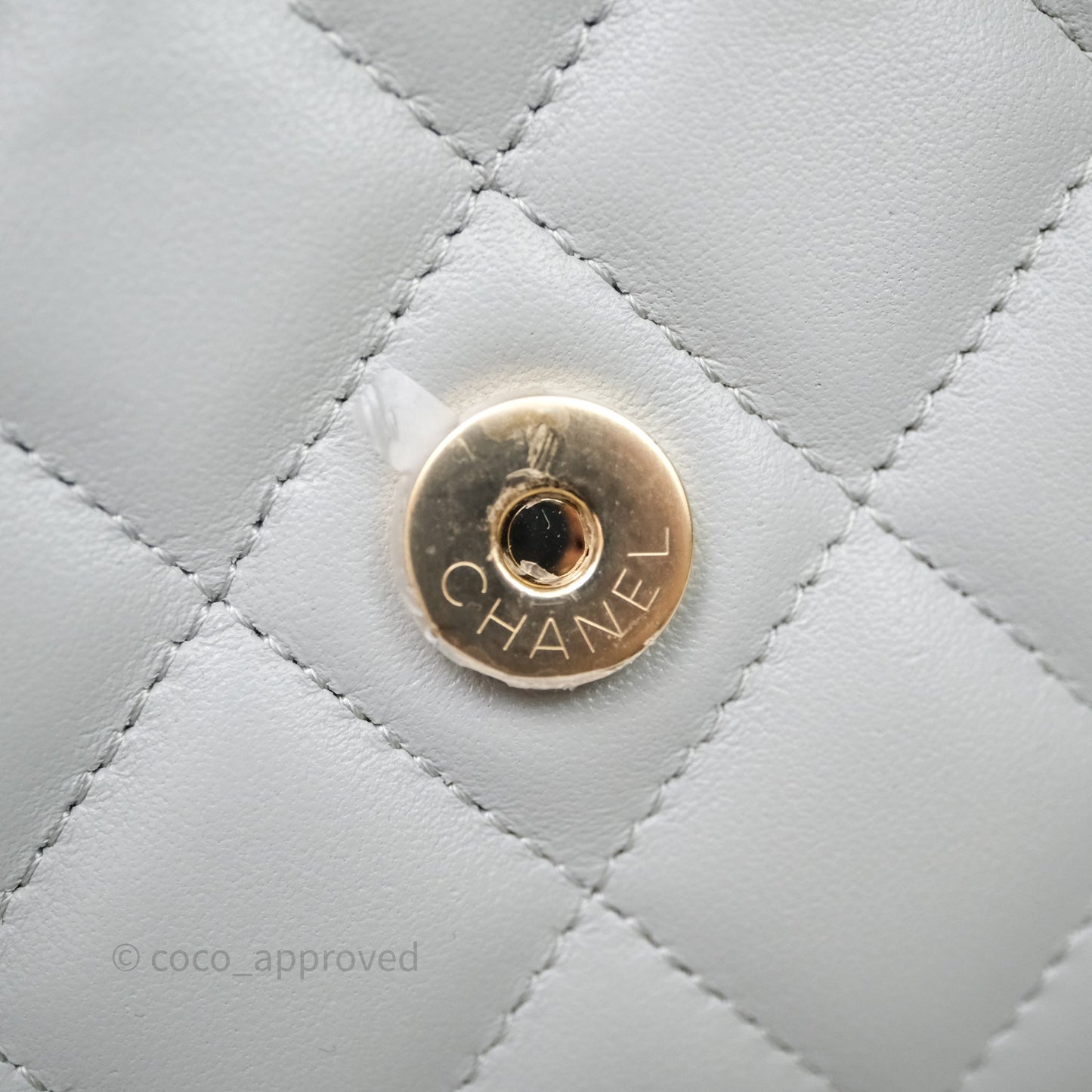 Chanel Classic Quilted Wallet on Chain WOC Grey Lambskin Gold Hardware