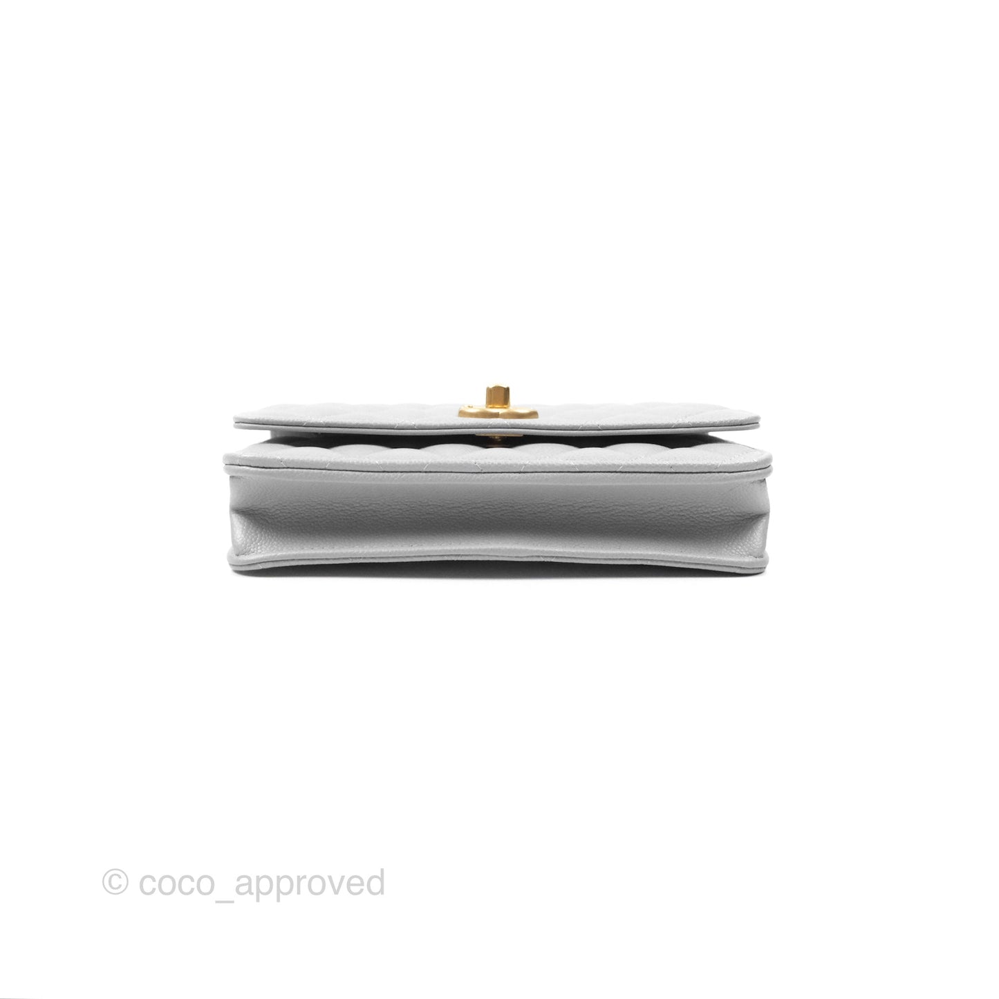 Chanel Heart Adjustable Chain WOC Grey Caviar Aged Gold Hardware