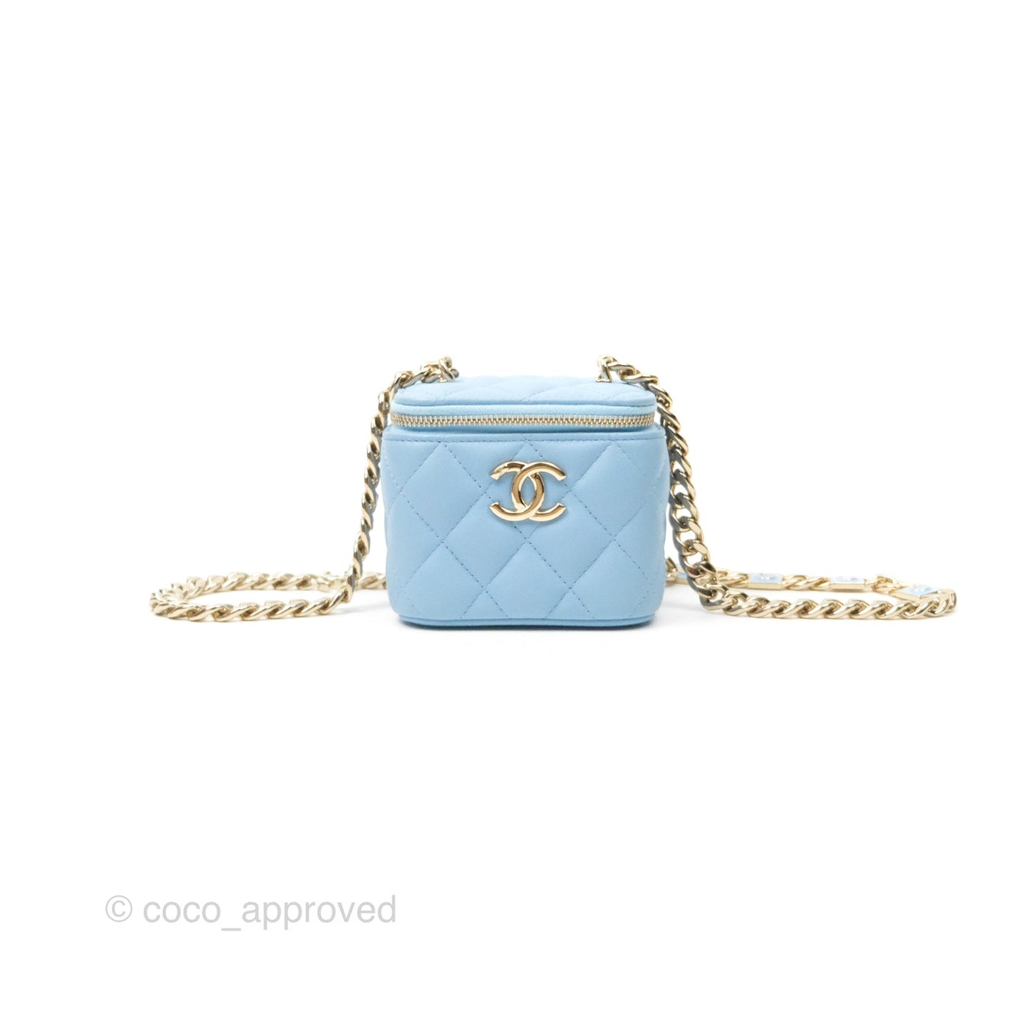 Chanel Mini Vanity Coco Chain Blue Lambskin Gold Hardware