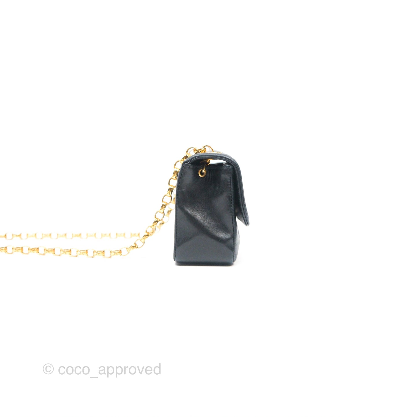 Chanel Vintage Mini Bijoux Chain Flap Black Lambskin Gold Hardware