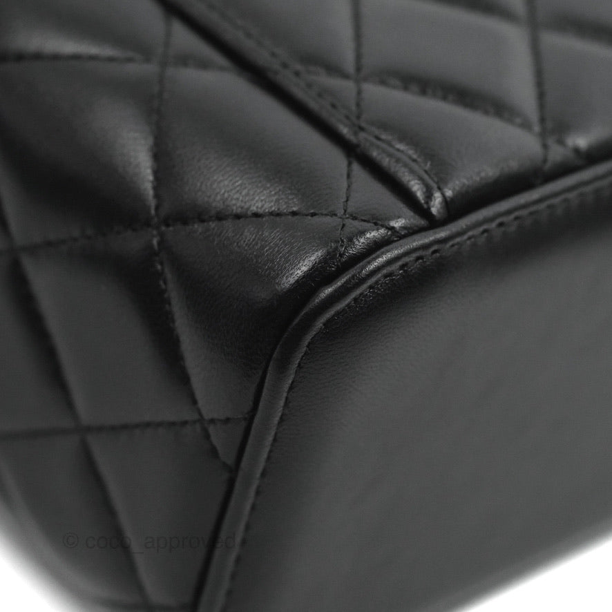 Chanel Vanity Rectangular Top Handle Black Lambskin Gold Hardware