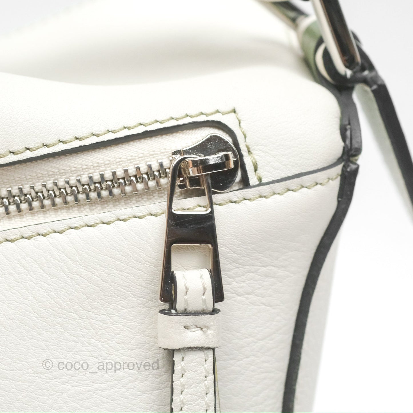 Loewe Small Puzzle Bag Soft White/ Rosemary Calfskin Silver Hardware