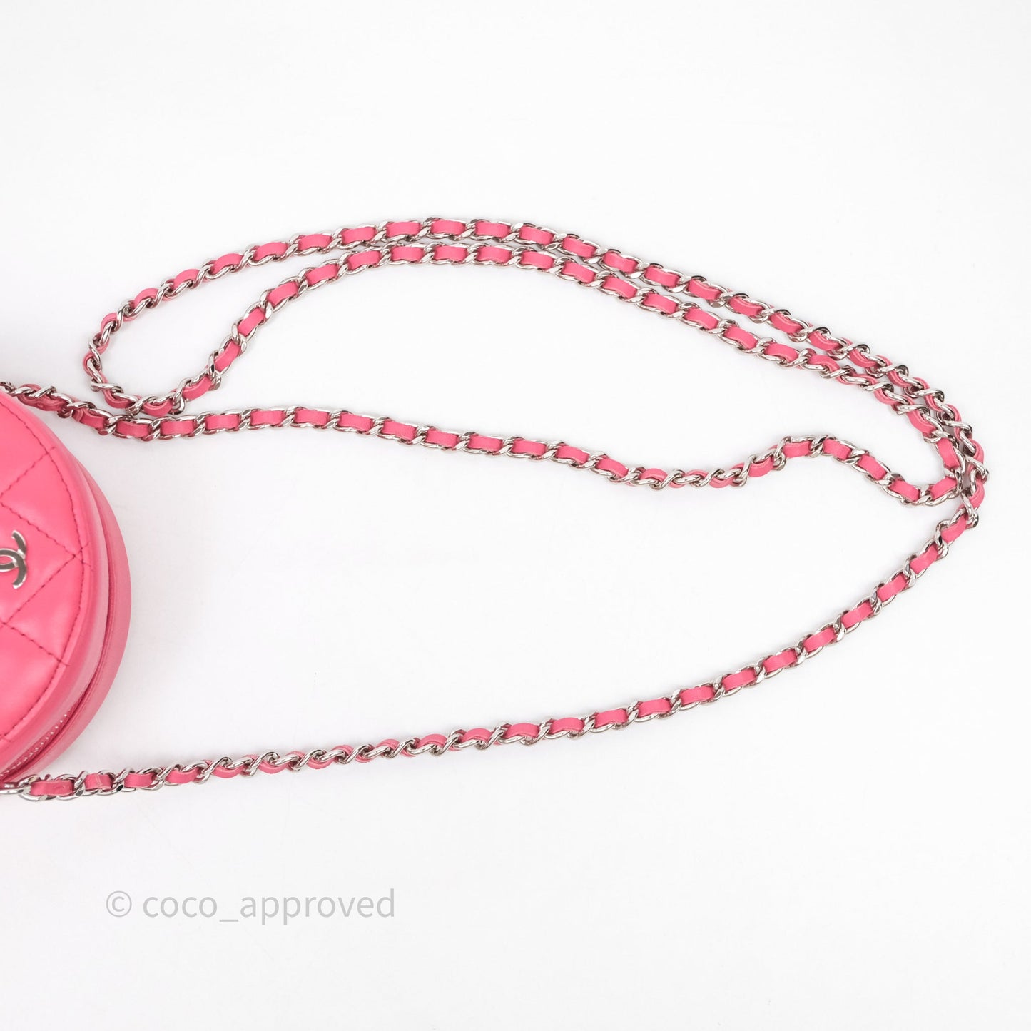 Chanel Quilted Round Clutch With Chain Dark Pink Lambskin Gold Hardware