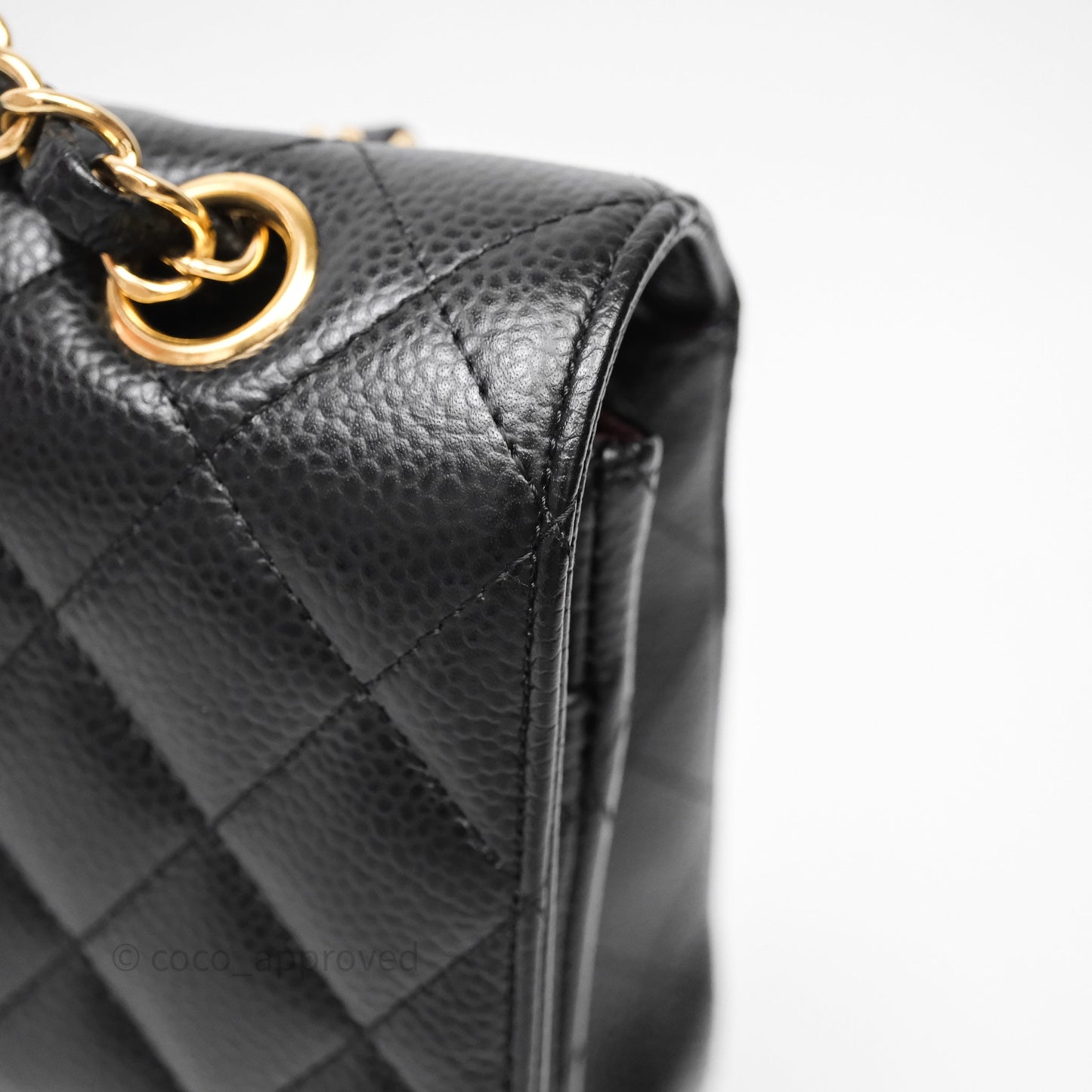 Chanel Quilted Classic M/L Medium Flap Black Caviar Gold Hardware