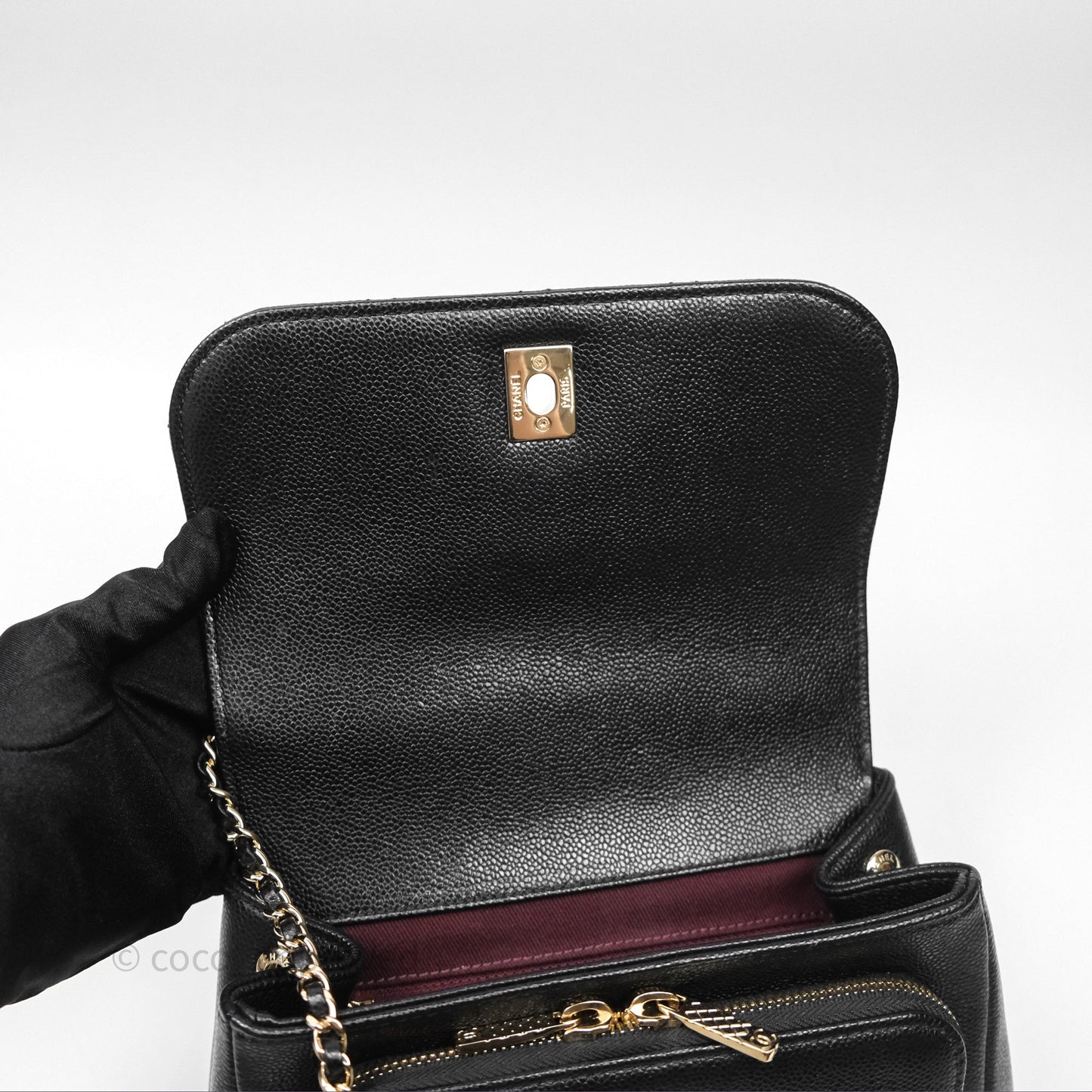 Chanel Quilted Small Business Affinity Flap Black Caviar Gold Hardware