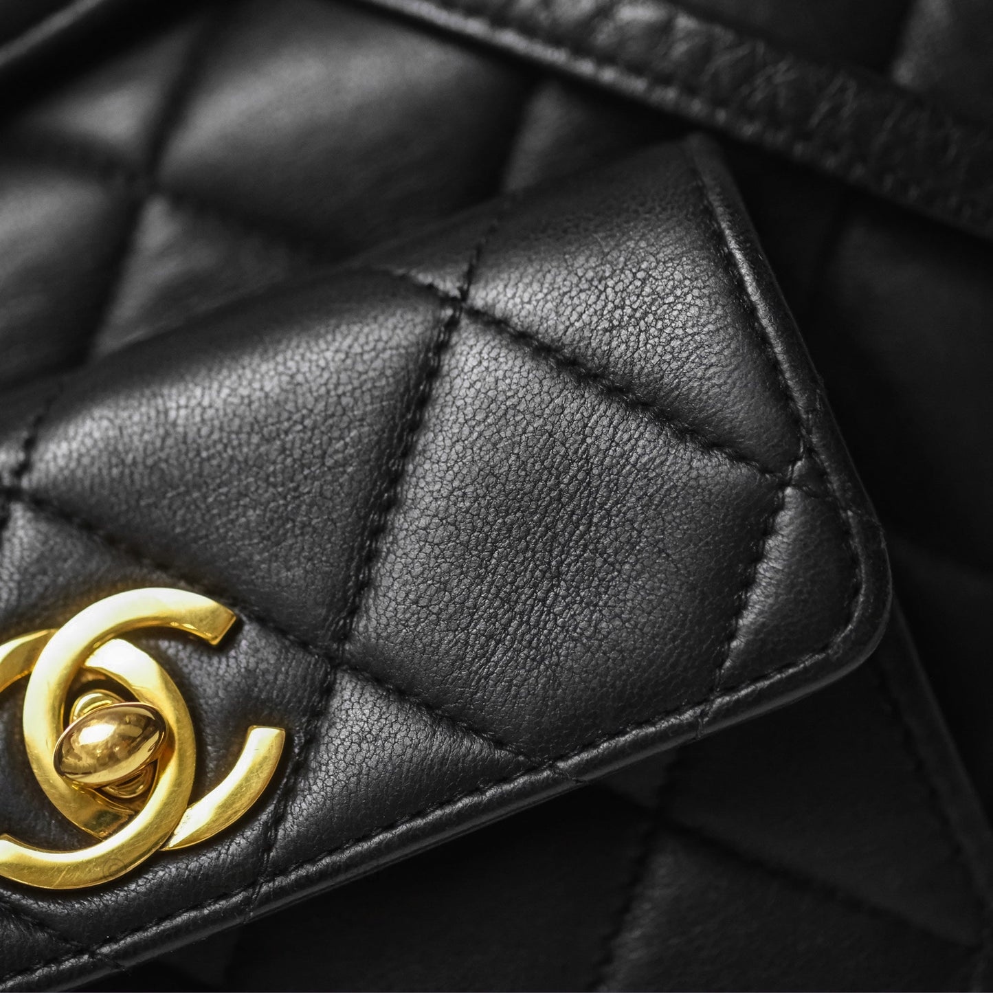 Chanel Vintage CC Duma Backpack Black Lambskin 24K Gold Hardware