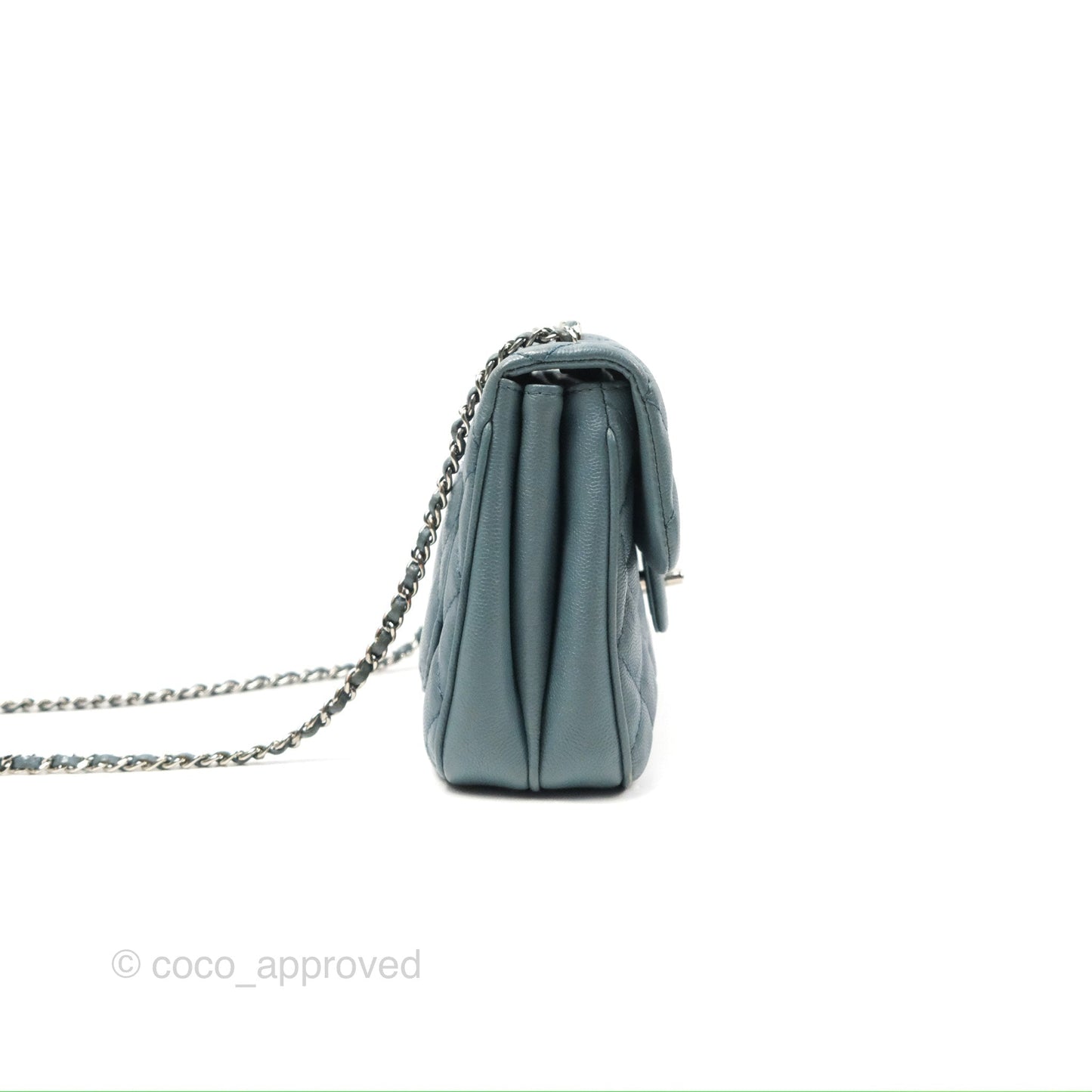 Chanel Quilted Small Urban Companion Flap Bag Blue Caviar Silver Hardware