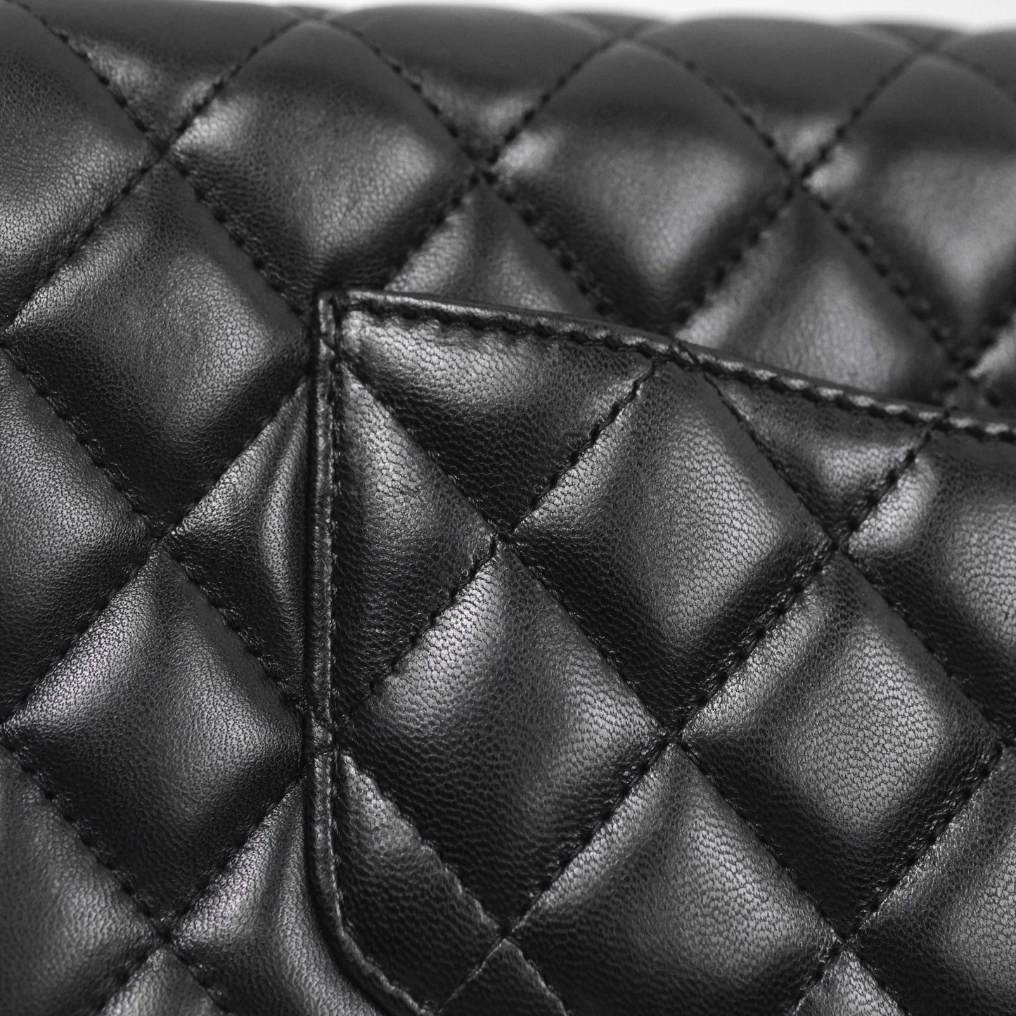 Chanel Quilted East West Flap Bag Black Lambskin Gold Hardware