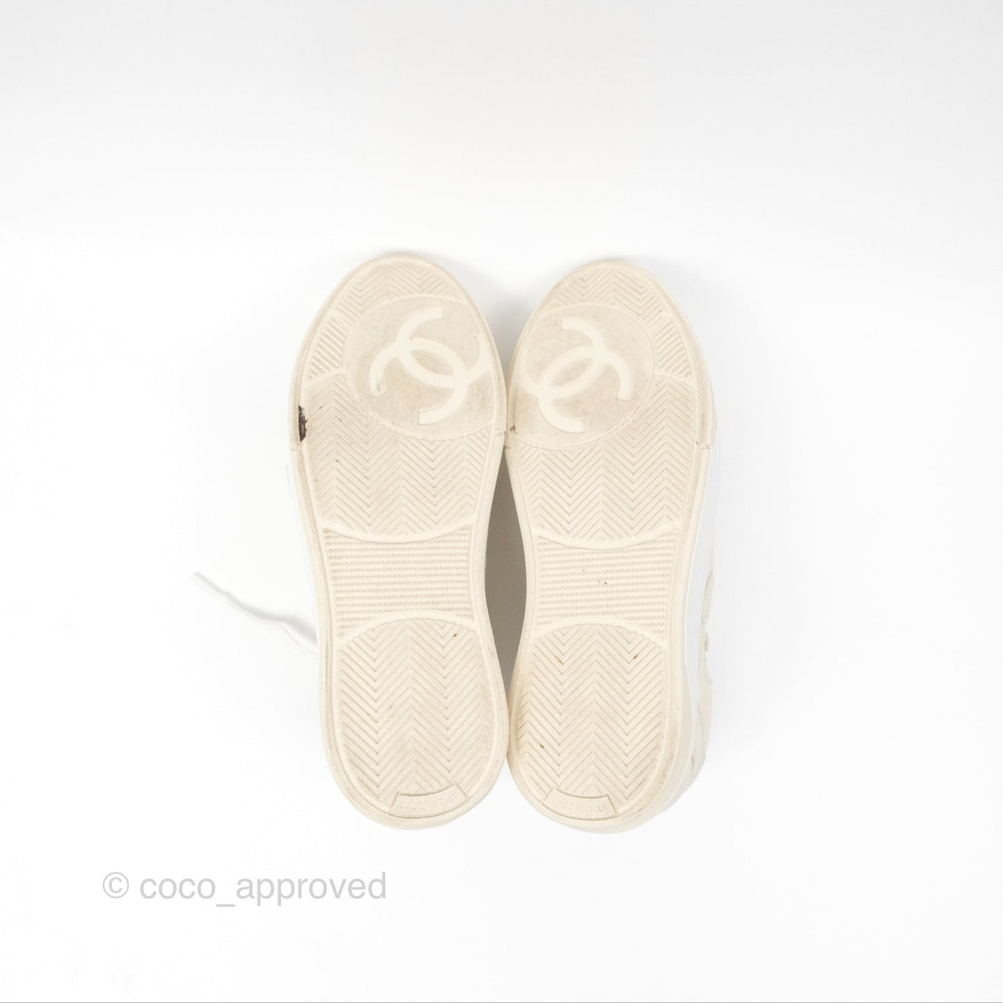 Chanel Ivory Beige White Sneakers Size 37.5